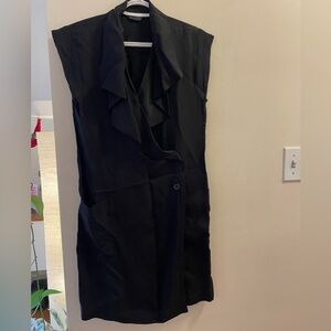 Club Monaco Black Sheath Dress with Ruffled Cowl Neck